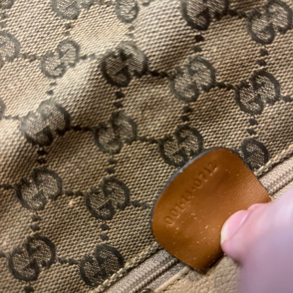 Vintage Gucci small Crossbody canvas tote bag. Brown w/ brown leather accents. - Picture 8 of 8